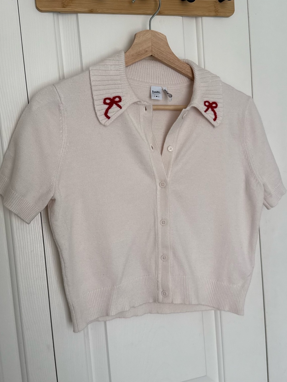 Twik par Simons | Cream Short Sleeve Bow Cardigan 🎀✨ - Picture 6 of 7